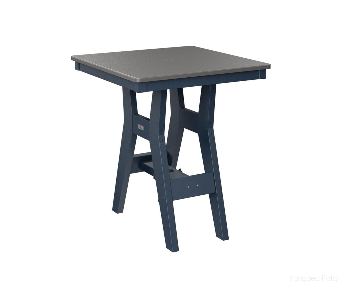 BGHHFT0028BSTNB-Berlin Gardens-Harbor 28" Square Table - Hammered Top - Bar Height-Stainless BG-Navy Blue BG-Pangaea Patio