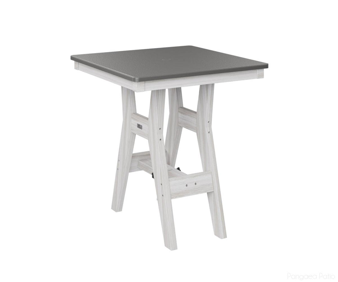 BGHHFT0028BSTSE-Berlin Gardens-Harbor 28" Square Table - Hammered Top - Bar Height-Stainless BG-Seashell BG-Pangaea Patio