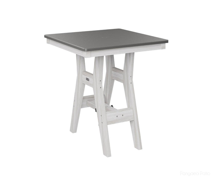 BGHHFT0028BSTSE-Berlin Gardens-Harbor 28" Square Table - Hammered Top - Bar Height-Stainless BG-Seashell BG-Pangaea Patio