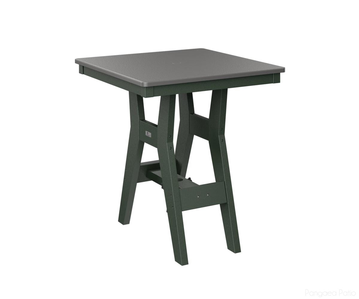 BGHHFT0028CSTGN-Berlin Gardens-Harbor 28" Square Table - Hammered Top - Counter Height-Stainless BG-Green BG-Pangaea Patio