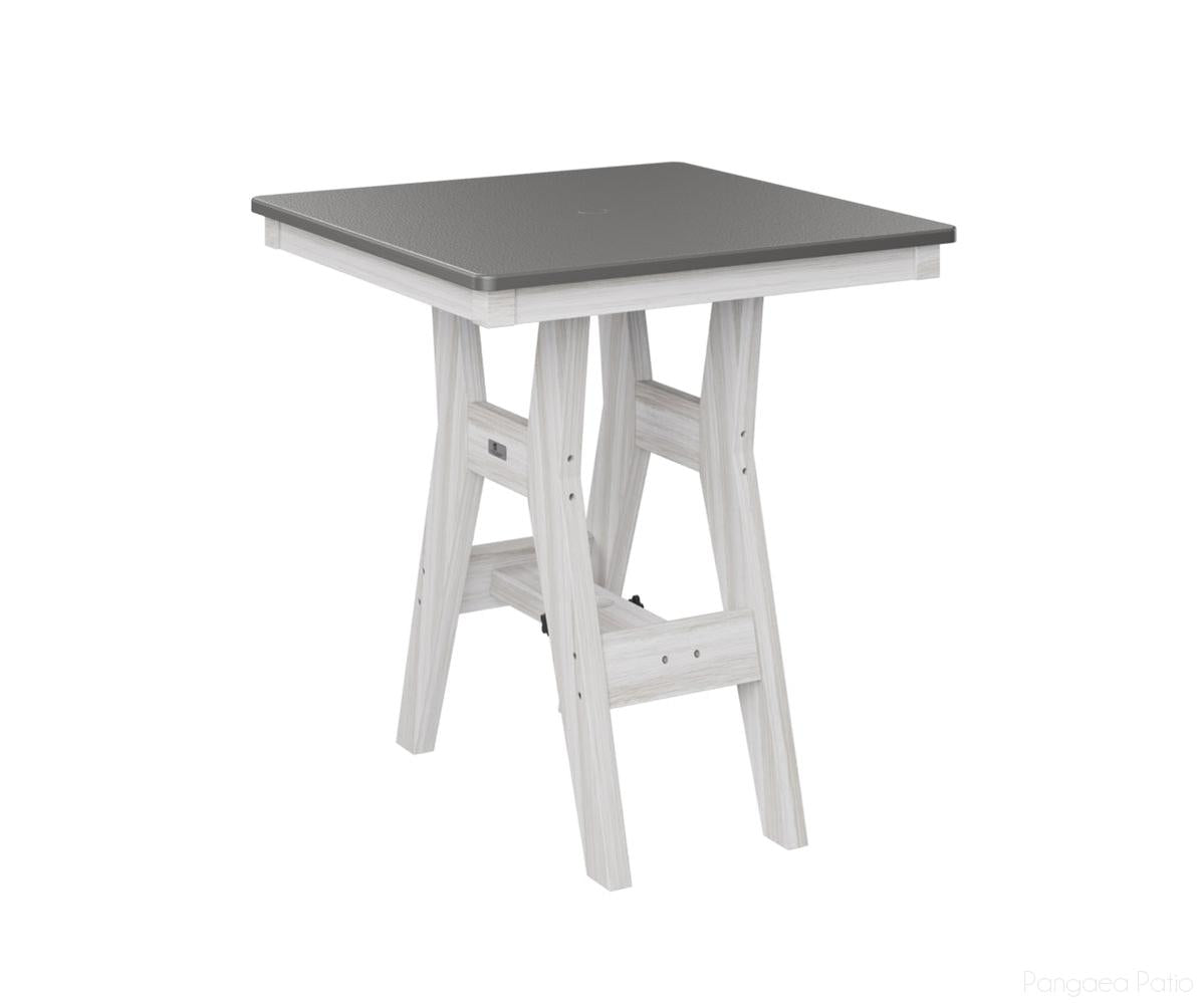 BGHHFT0028CSTSE-Berlin Gardens-Harbor 28" Square Table - Hammered Top - Counter Height-Stainless BG-Seashell BG-Pangaea Patio