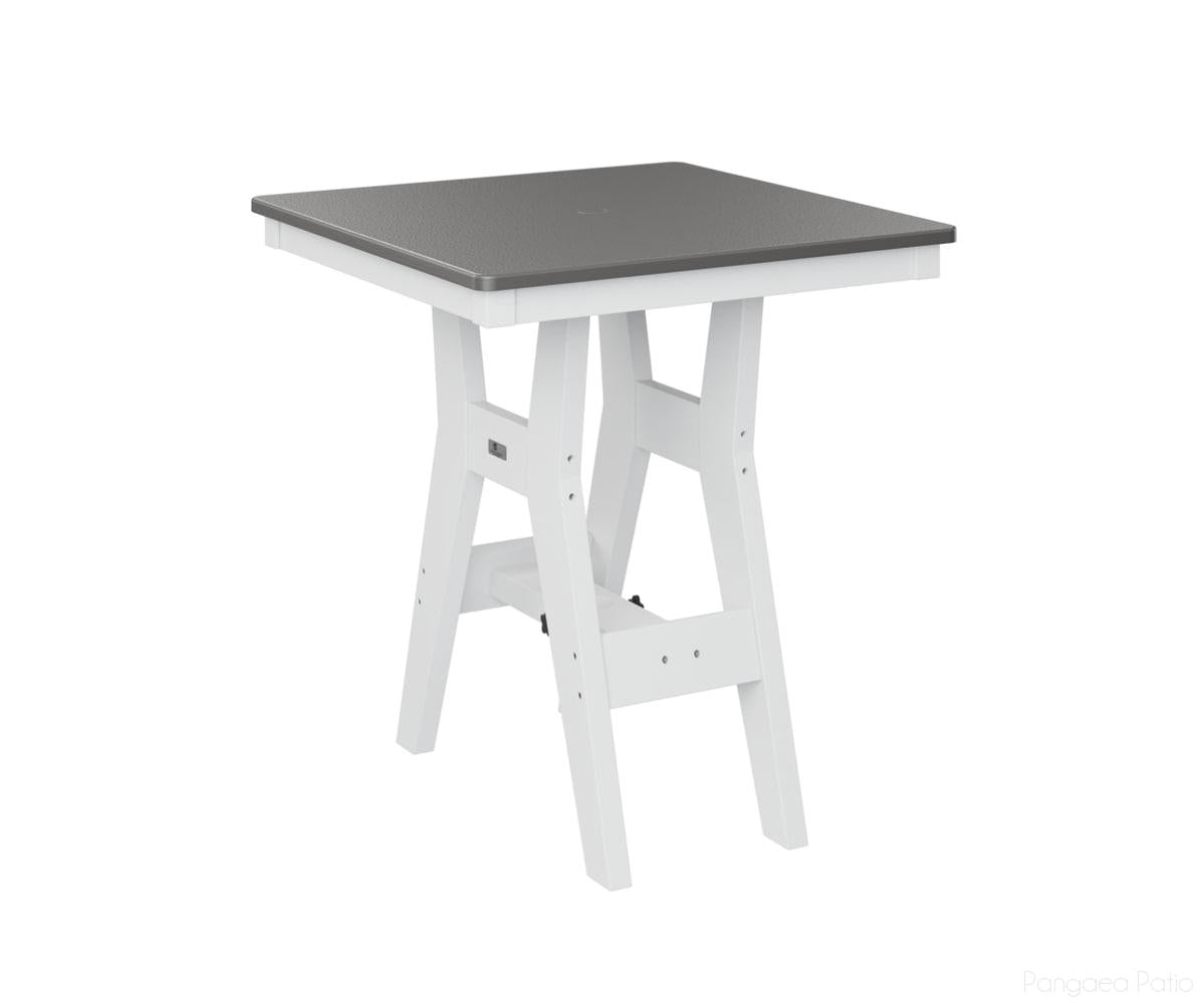 BGHHFT0028CSTWH-Berlin Gardens-Harbor 28" Square Table - Hammered Top - Counter Height-Stainless BG-White BG-Pangaea Patio