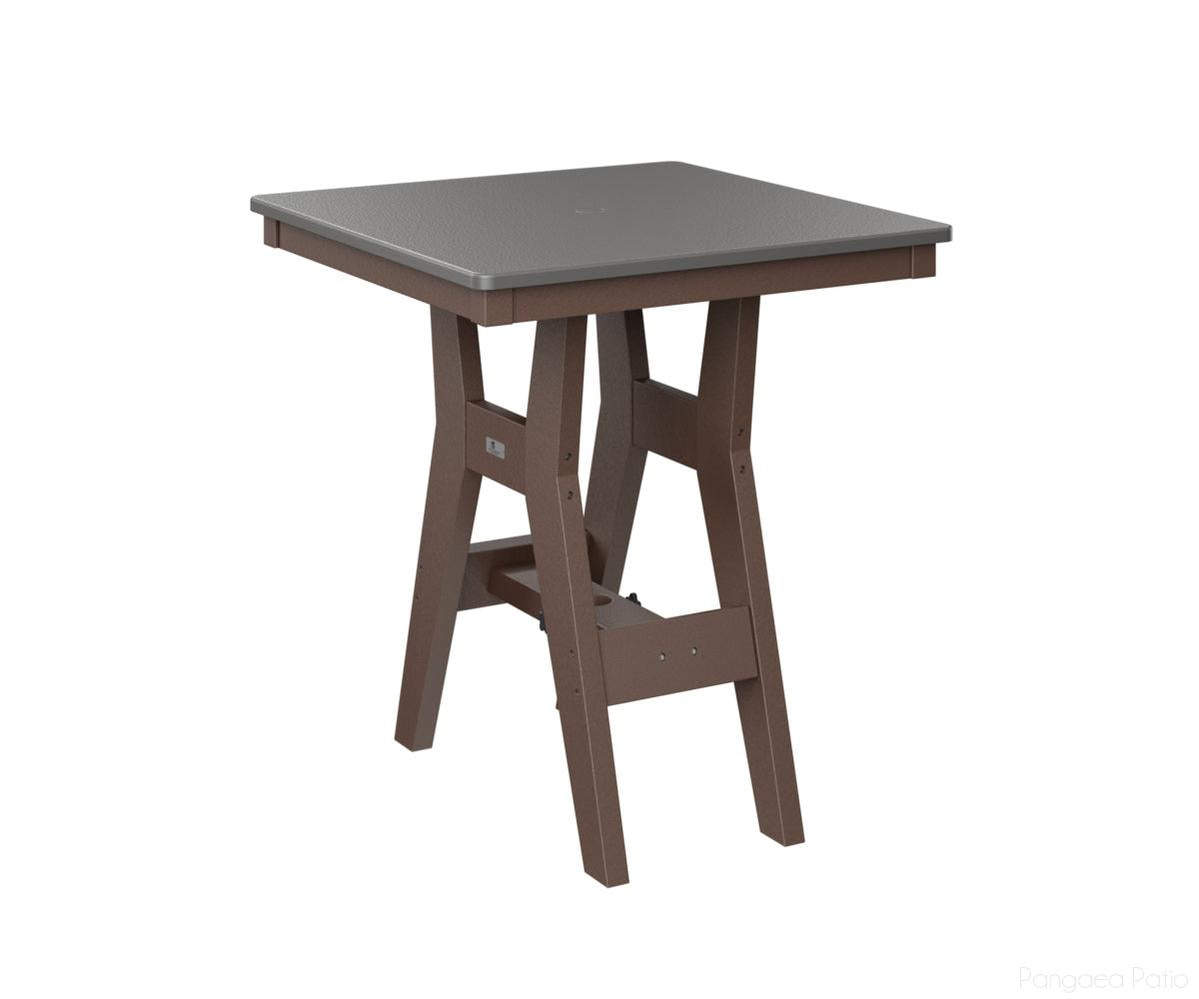 BGHHFT0028DSTCB-Berlin Gardens-Harbor 28" Square Table - Hammered Top - Dining Height-Stainless BG-Chocolate Brown BG-Pangaea Patio