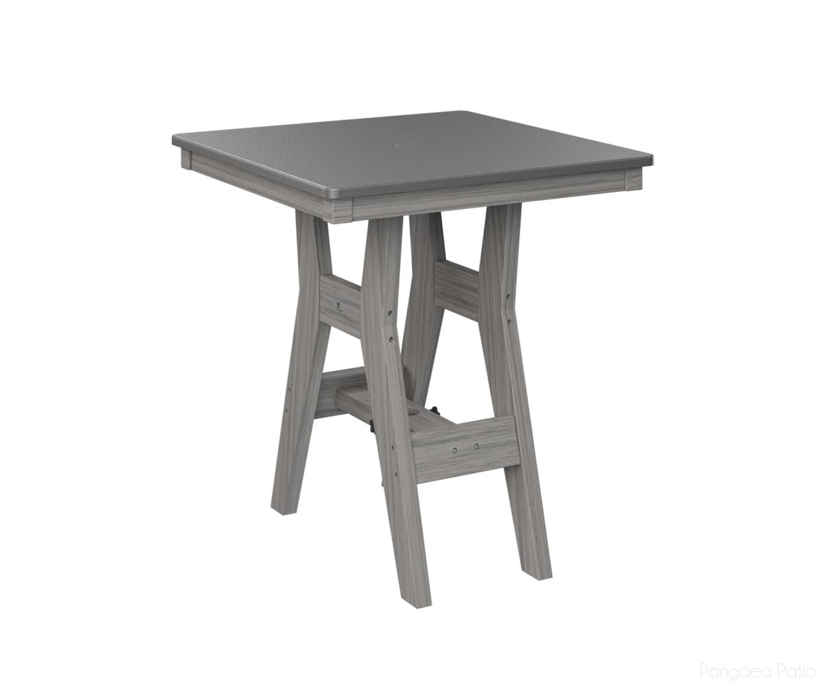 BGHHFT0028DSTDG-Berlin Gardens-Harbor 28" Square Table - Hammered Top - Dining Height-Stainless BG-Driftwood Gray BG-Pangaea Patio