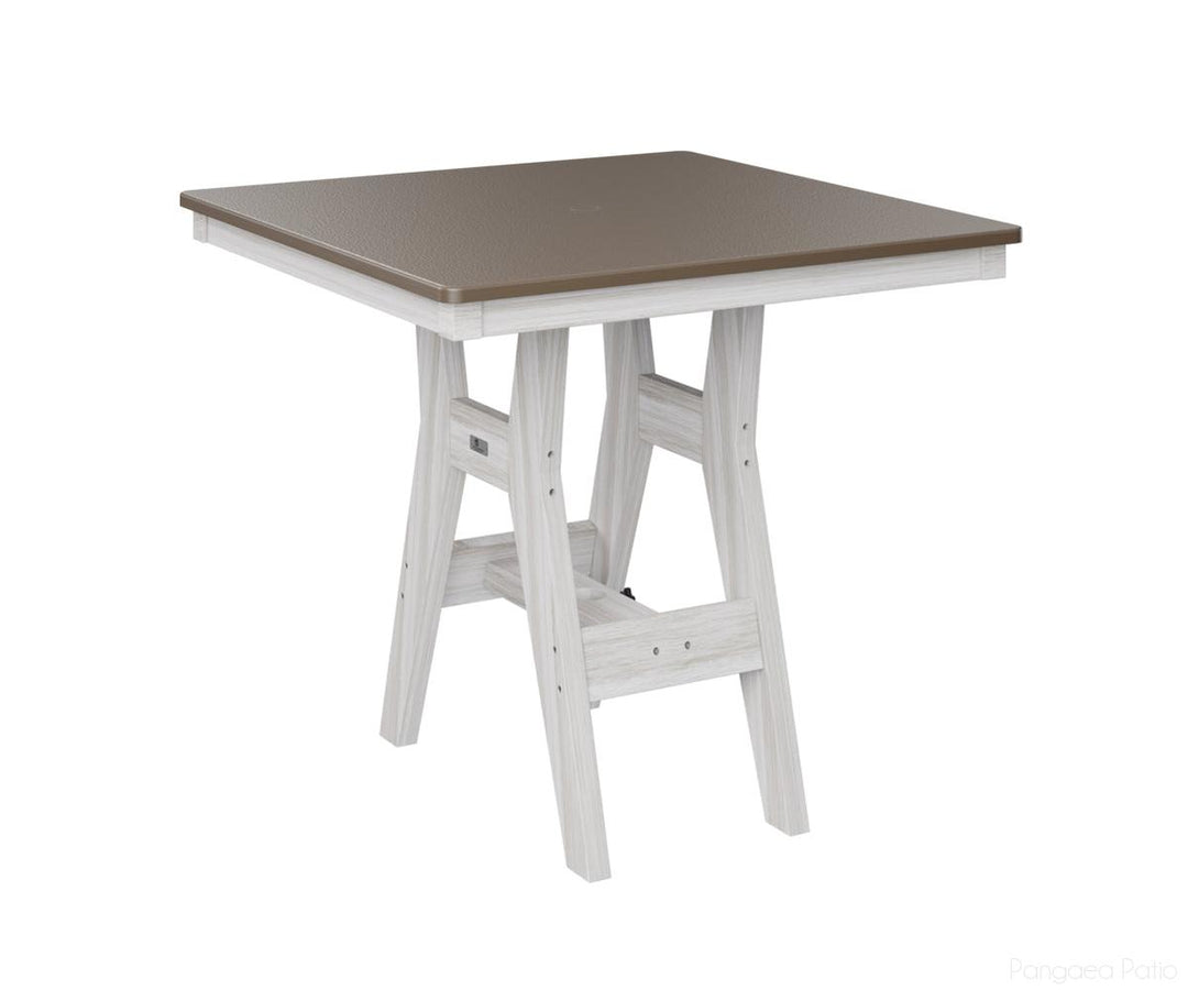 BGHHFT0033BBZSE-Berlin Gardens-Harbor 33" Square Table - Hammered Top - Bar Height-Bronze BG-Seashell BG-Pangaea Patio