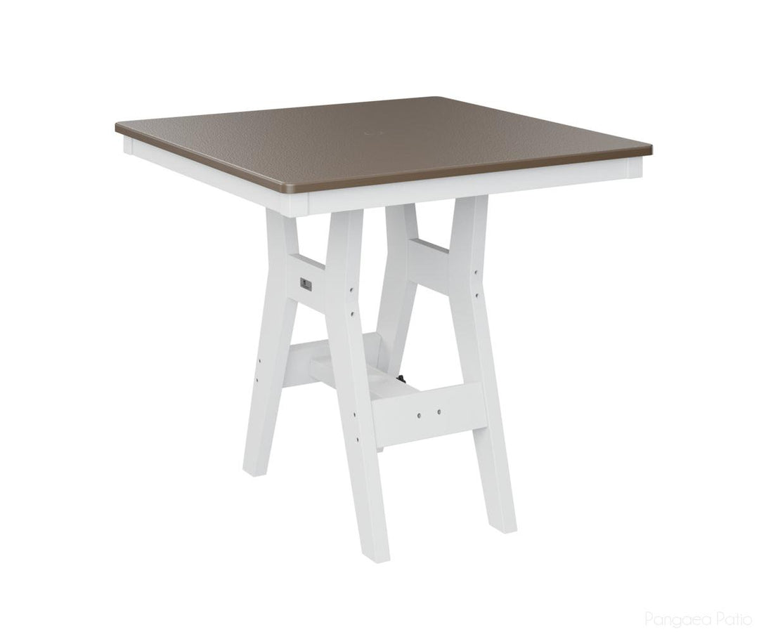 BGHHFT0033BBZWH-Berlin Gardens-Harbor 33" Square Table - Hammered Top - Bar Height-Bronze BG-White BG-Pangaea Patio