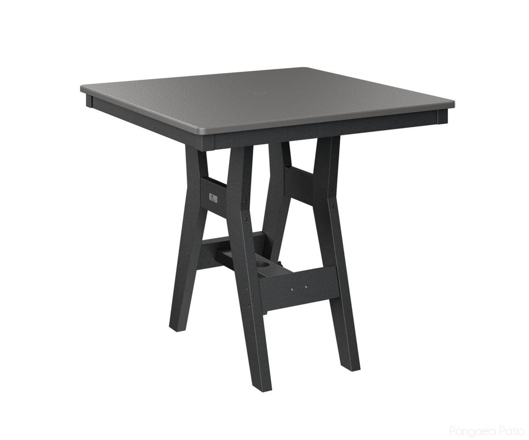 BGHHFT0033BSTBK-Berlin Gardens-Harbor 33" Square Table - Hammered Top - Bar Height-Stainless BG-Black BG-Pangaea Patio