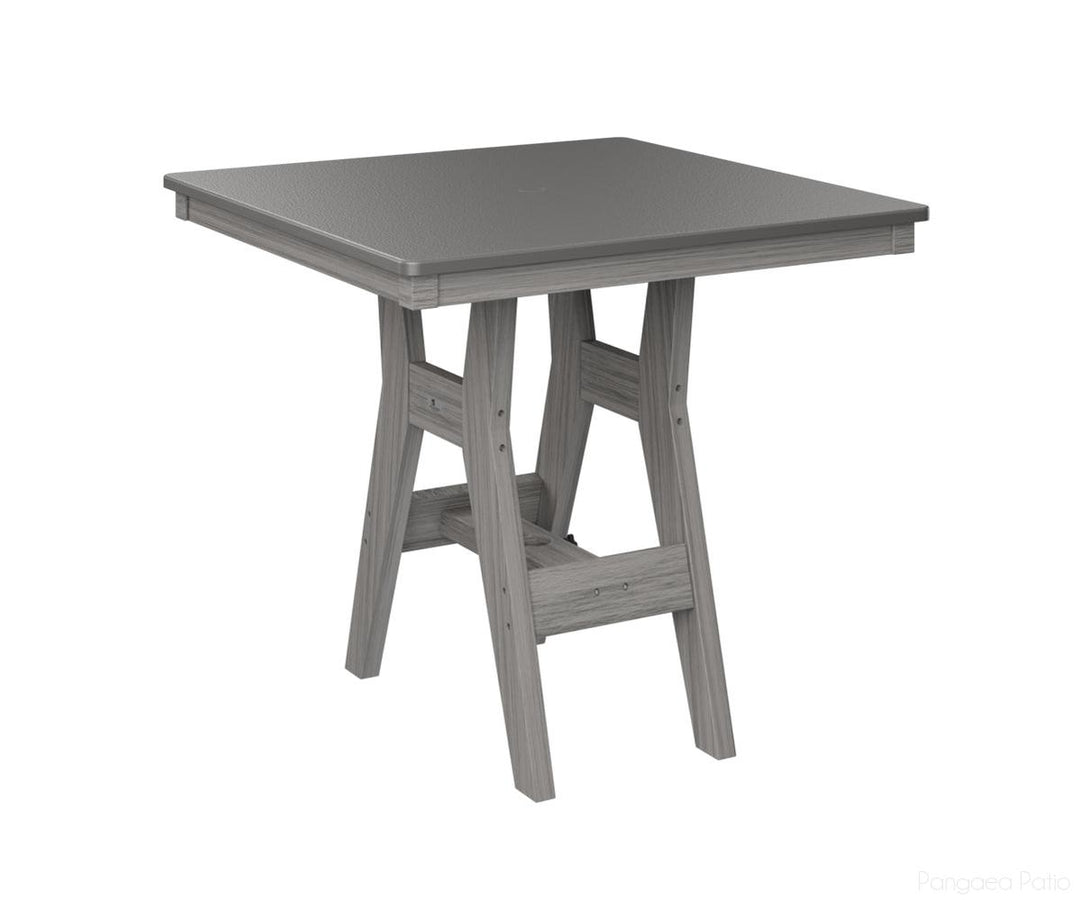 BGHHFT0033BSTDG-Berlin Gardens-Harbor 33" Square Table - Hammered Top - Bar Height-Stainless BG-Driftwood Gray BG-Pangaea Patio