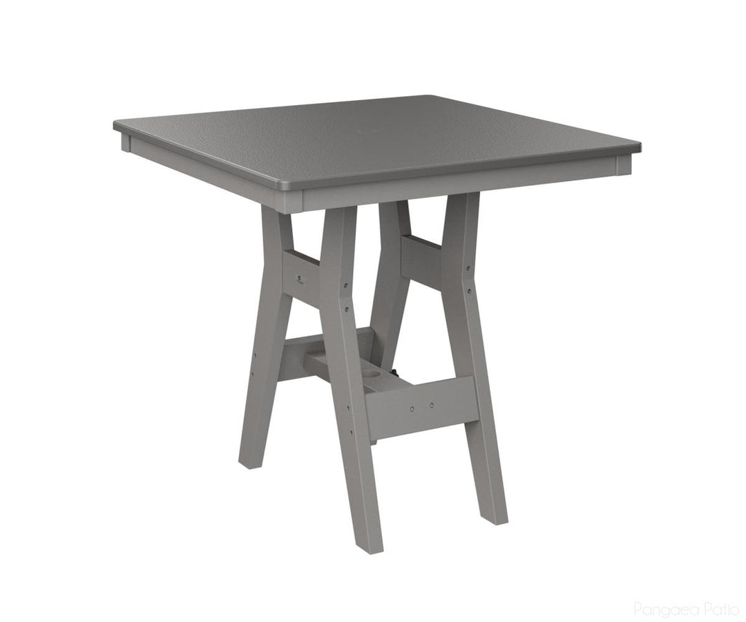 BGHHFT0033BSTLG-Berlin Gardens-Harbor 33" Square Table - Hammered Top - Bar Height-Stainless BG-Light Gray BG-Pangaea Patio