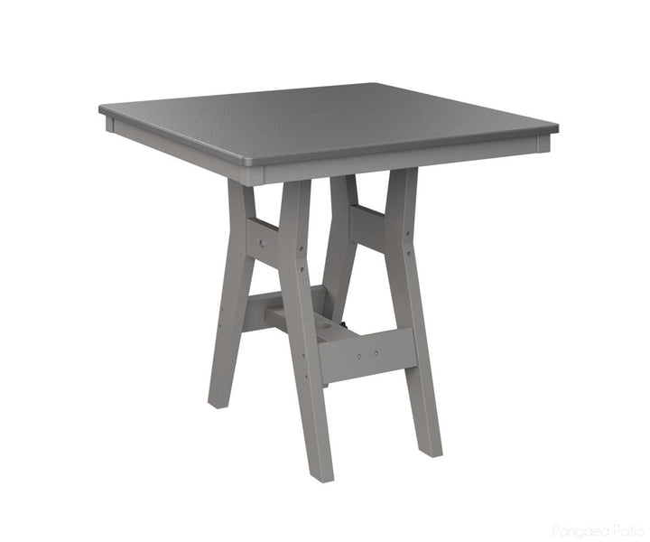 BGHHFT0033BSTLG-Berlin Gardens-Harbor 33" Square Table - Hammered Top - Bar Height-Stainless BG-Light Gray BG-Pangaea Patio