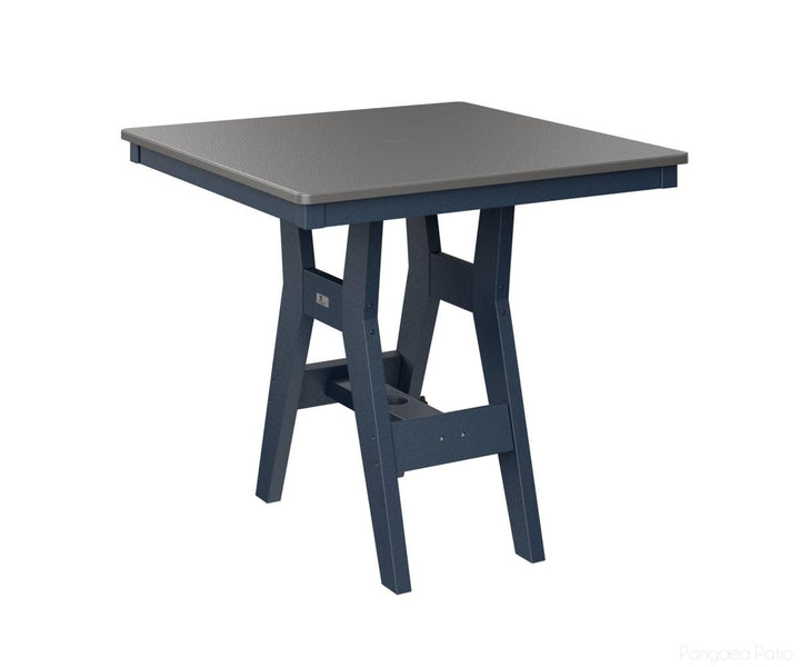 BGHHFT0033BSTNB-Berlin Gardens-Harbor 33" Square Table - Hammered Top - Bar Height-Stainless BG-Navy Blue BG-Pangaea Patio