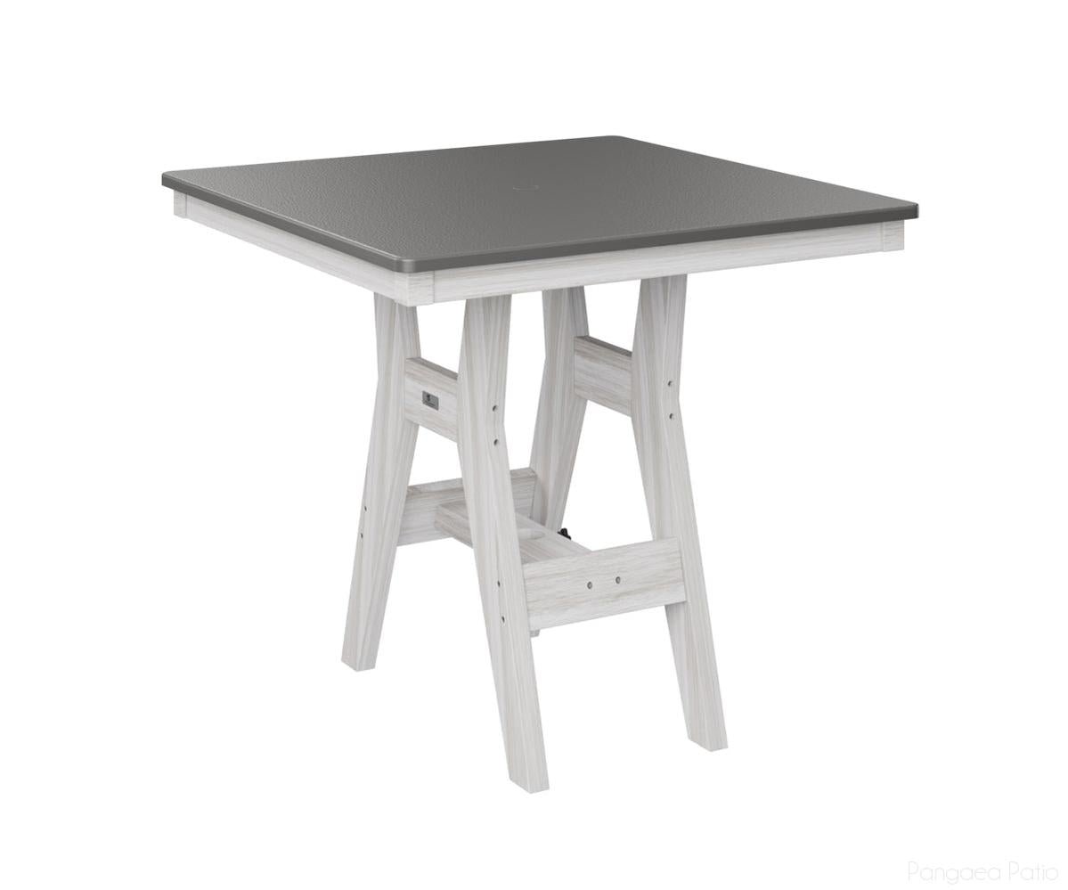 BGHHFT0033BSTSE-Berlin Gardens-Harbor 33" Square Table - Hammered Top - Bar Height-Stainless BG-Seashell BG-Pangaea Patio