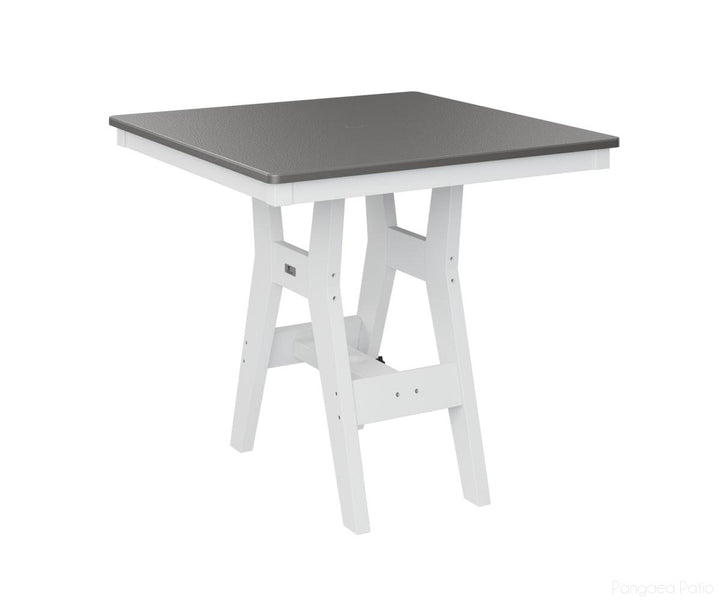 BGHHFT0033BSTWH-Berlin Gardens-Harbor 33" Square Table - Hammered Top - Bar Height-Stainless BG-White BG-Pangaea Patio