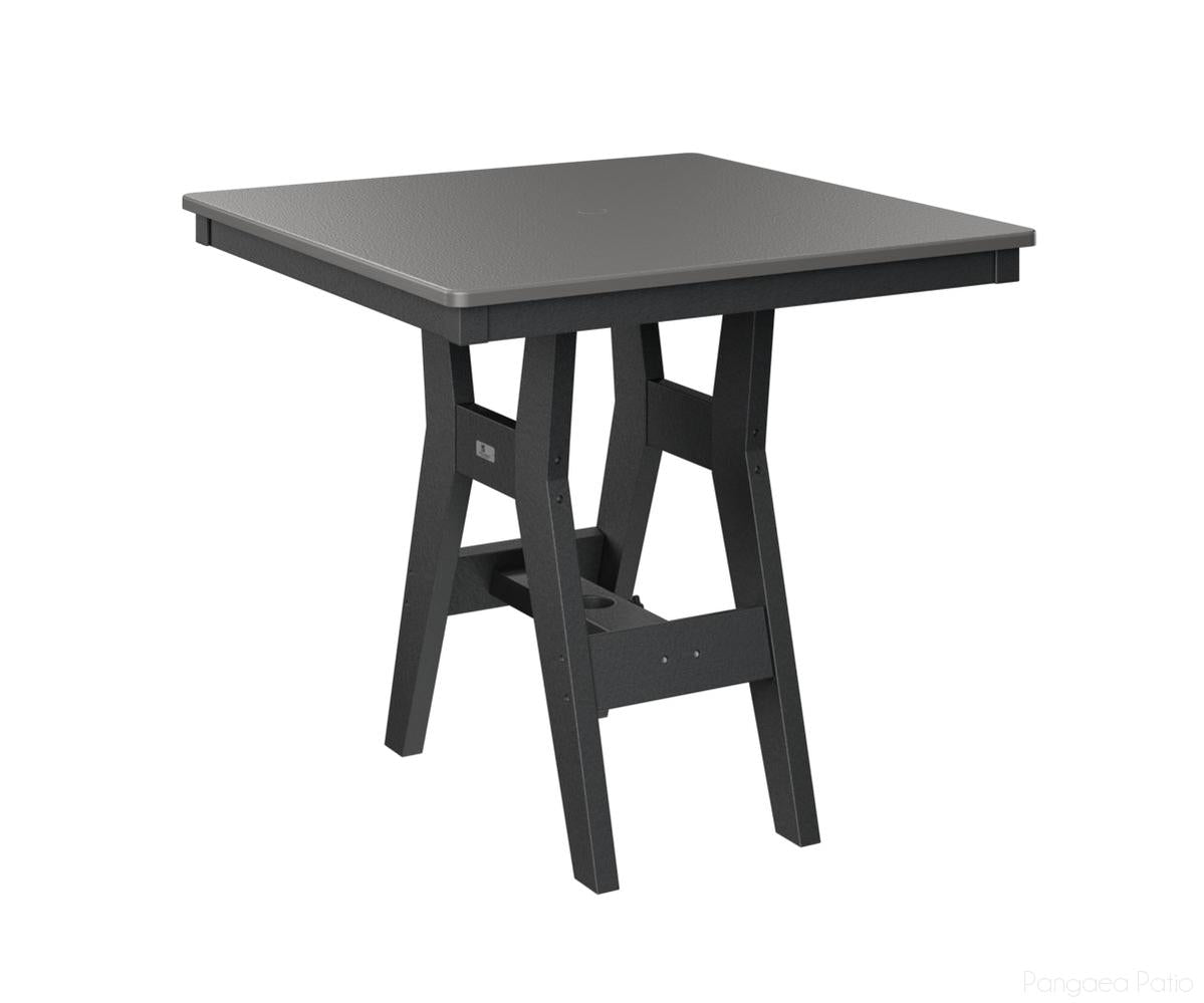 BGHHFT0033CSTBK-Berlin Gardens-Harbor 33" Square Table - Hammered Top - Counter Height-Stainless BG-Black BG-Pangaea Patio