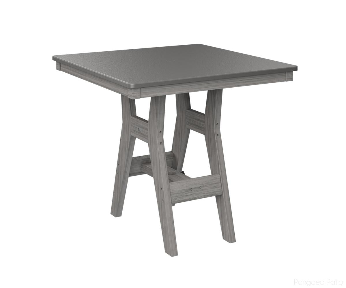 BGHHFT0033CSTDG-Berlin Gardens-Harbor 33" Square Table - Hammered Top - Counter Height-Stainless BG-Driftwood Gray BG-Pangaea Patio