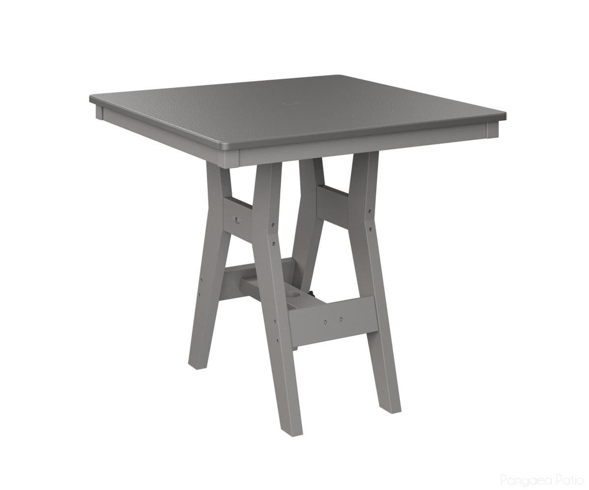 BGHHFT0033CSTLG-Berlin Gardens-Harbor 33" Square Table - Hammered Top - Counter Height-Stainless BG-Light Gray BG-Pangaea Patio