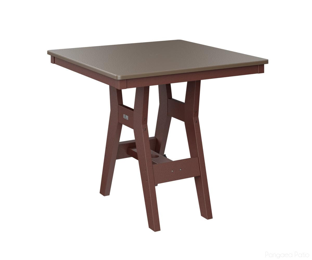 BGHHFT0033DBZBY-Berlin Gardens-Harbor 33" Square Table - Hammered Top - Dining Height-Bronze BG-Burgundy BG-Pangaea Patio