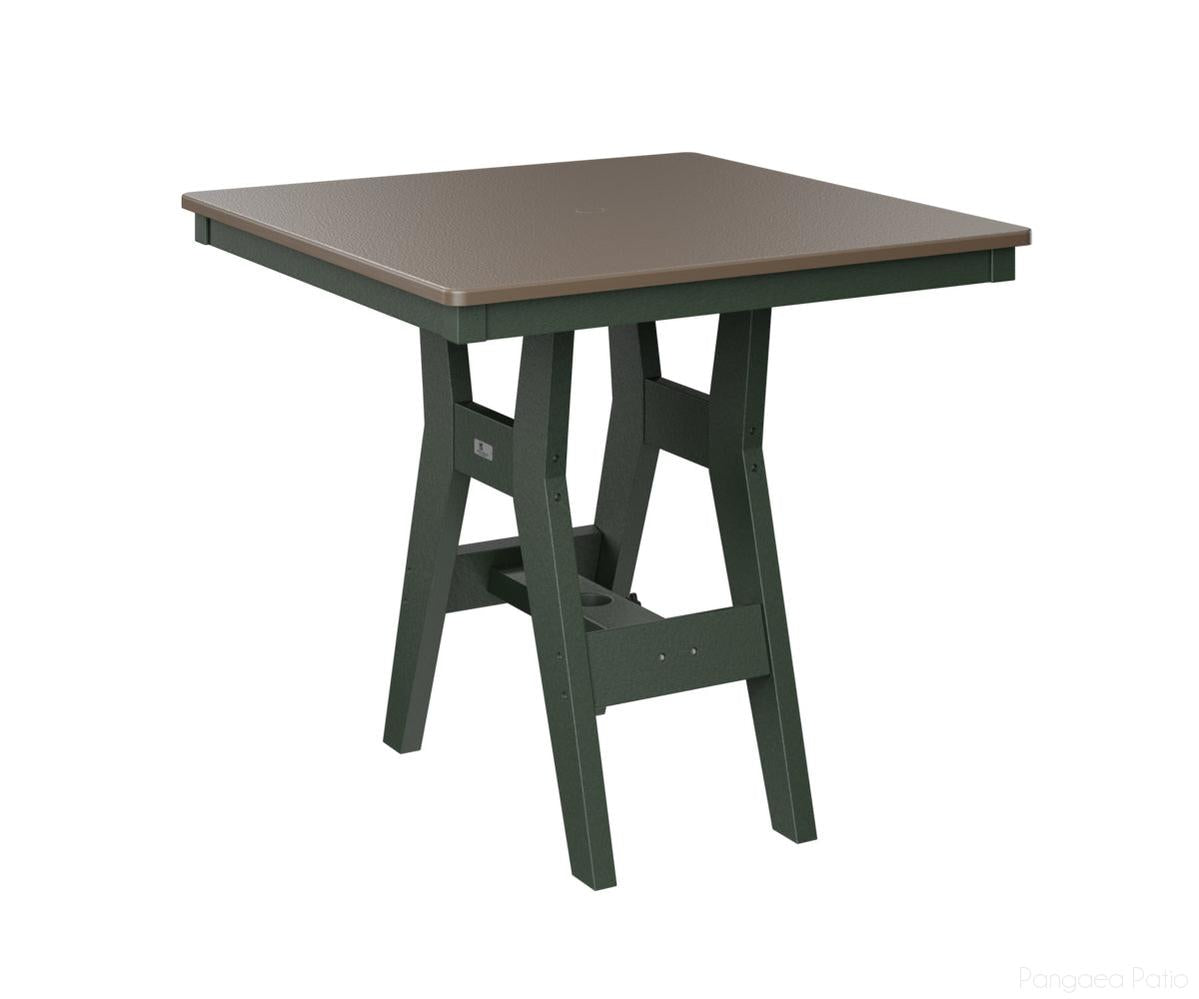 BGHHFT0033DBZGN-Berlin Gardens-Harbor 33" Square Table - Hammered Top - Dining Height-Bronze BG-Green BG-Pangaea Patio