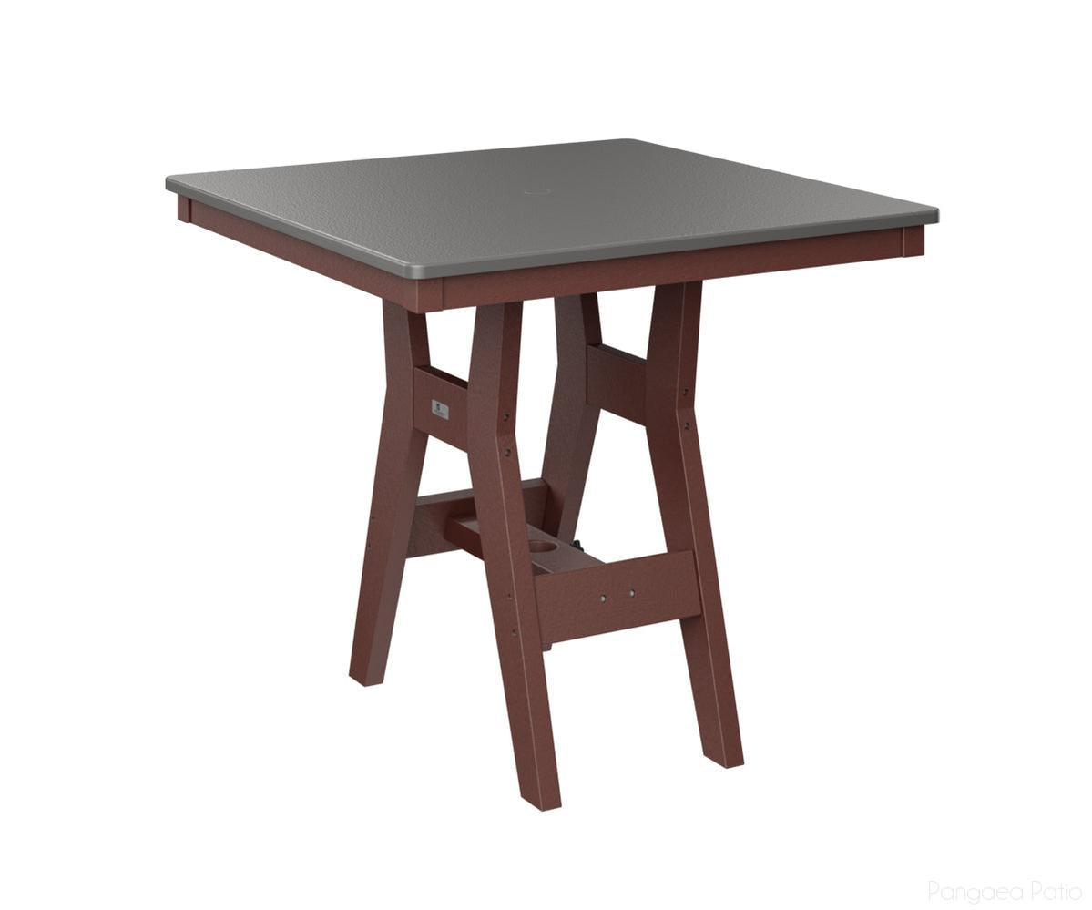 BGHHFT0033DSTBY-Berlin Gardens-Harbor 33" Square Table - Hammered Top - Dining Height-Stainless BG-Burgundy BG-Pangaea Patio