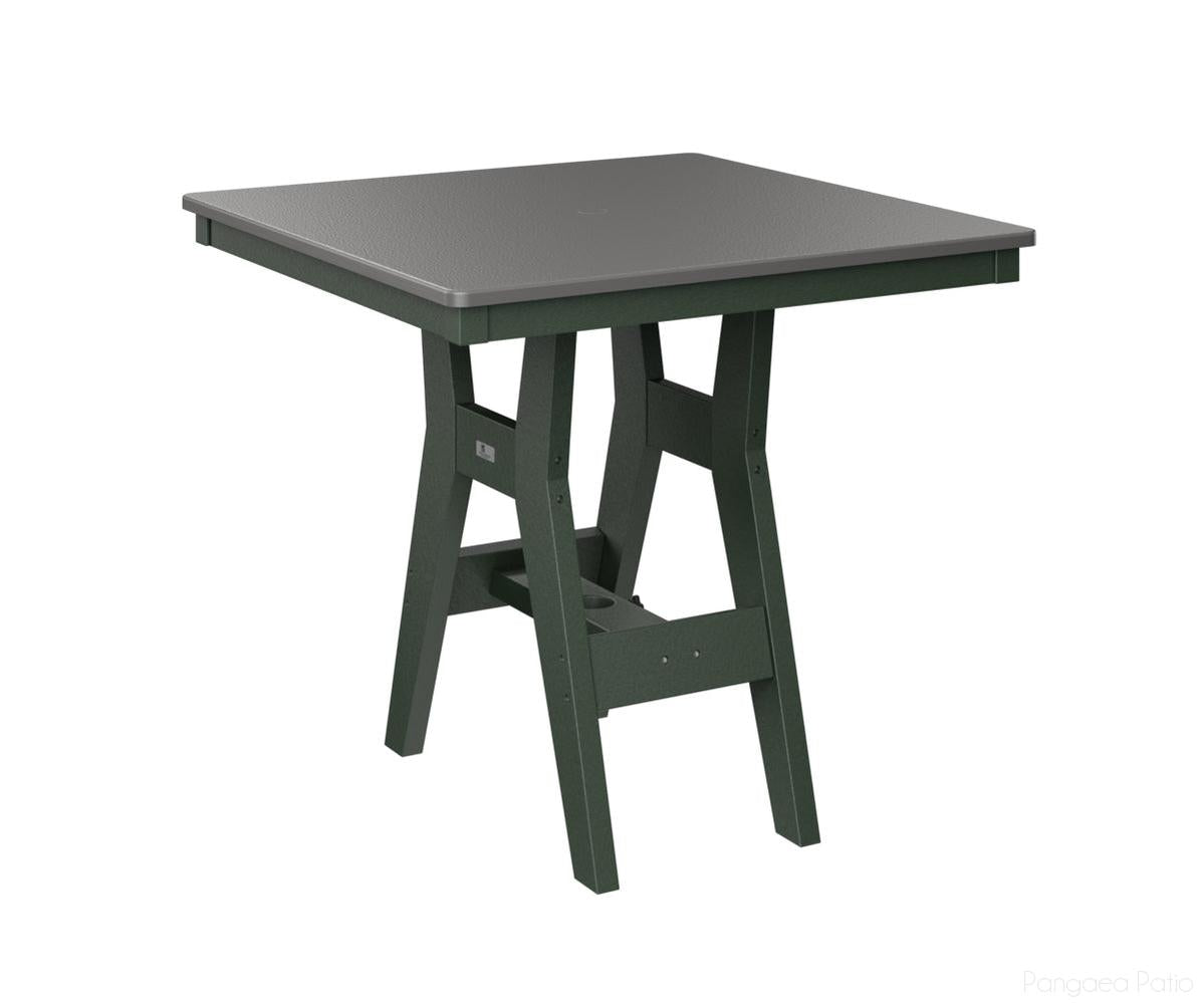 BGHHFT0033DSTGN-Berlin Gardens-Harbor 33" Square Table - Hammered Top - Dining Height-Stainless BG-Green BG-Pangaea Patio