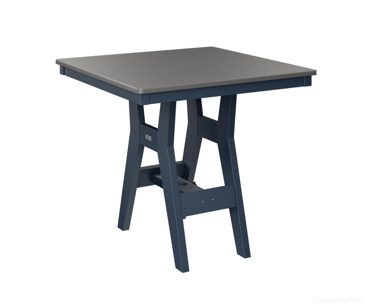 BGHHFT0033DSTNB-Berlin Gardens-Harbor 33" Square Table - Hammered Top - Dining Height-Stainless BG-Navy Blue BG-Pangaea Patio