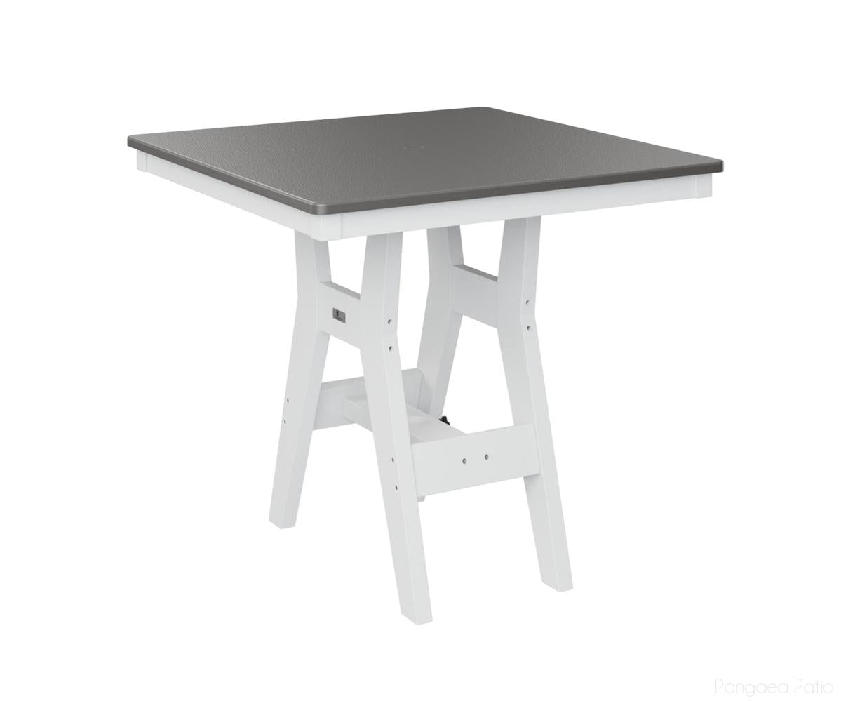 BGHHFT0033DSTWH-Berlin Gardens-Harbor 33" Square Table - Hammered Top - Dining Height-Stainless BG-White BG-Pangaea Patio