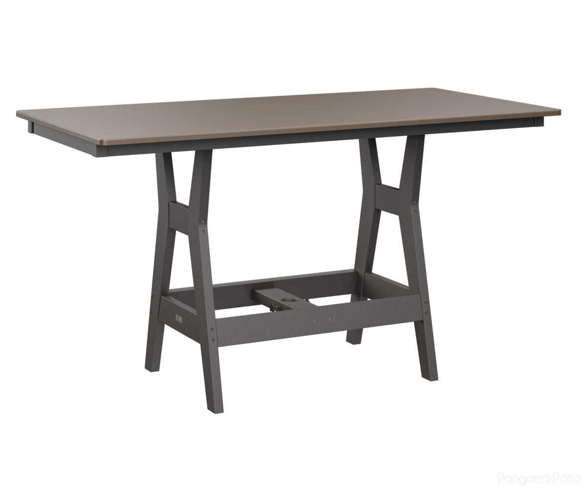BGHHFT3366BBZSG-Berlin Gardens-Harbor 33" x 66" Rectangular Table - Hammered Top - Bar Height-Bronze BG-Smoke Gray BG-Pangaea Patio