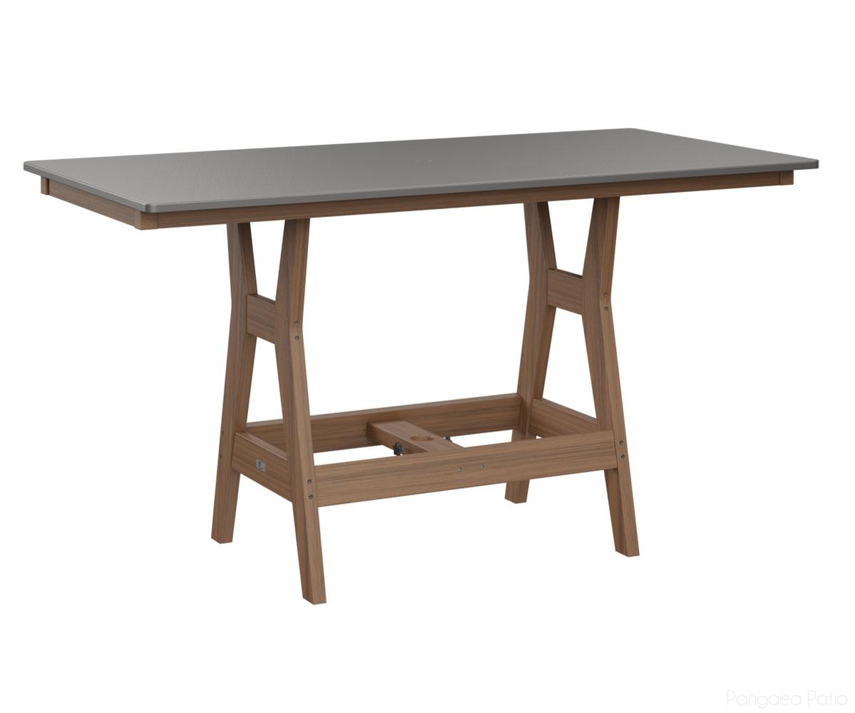 BGHHFT3366BSTAM-Berlin Gardens-Harbor 33" x 66" Rectangular Table - Hammered Top - Bar Height-Stainless BG-Antique Mahogany BG-Pangaea Patio