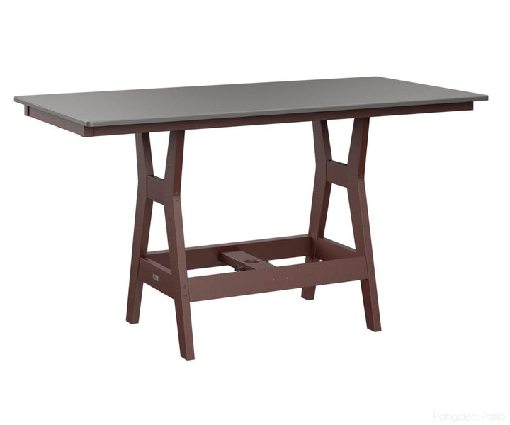 BGHHFT3366BSTBY-Berlin Gardens-Harbor 33" x 66" Rectangular Table - Hammered Top - Bar Height-Stainless BG-Burgundy BG-Pangaea Patio