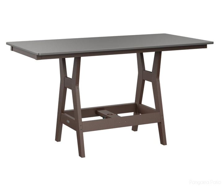 BGHHFT3366BSTCB-Berlin Gardens-Harbor 33" x 66" Rectangular Table - Hammered Top - Bar Height-Stainless BG-Chocolate Brown BG-Pangaea Patio