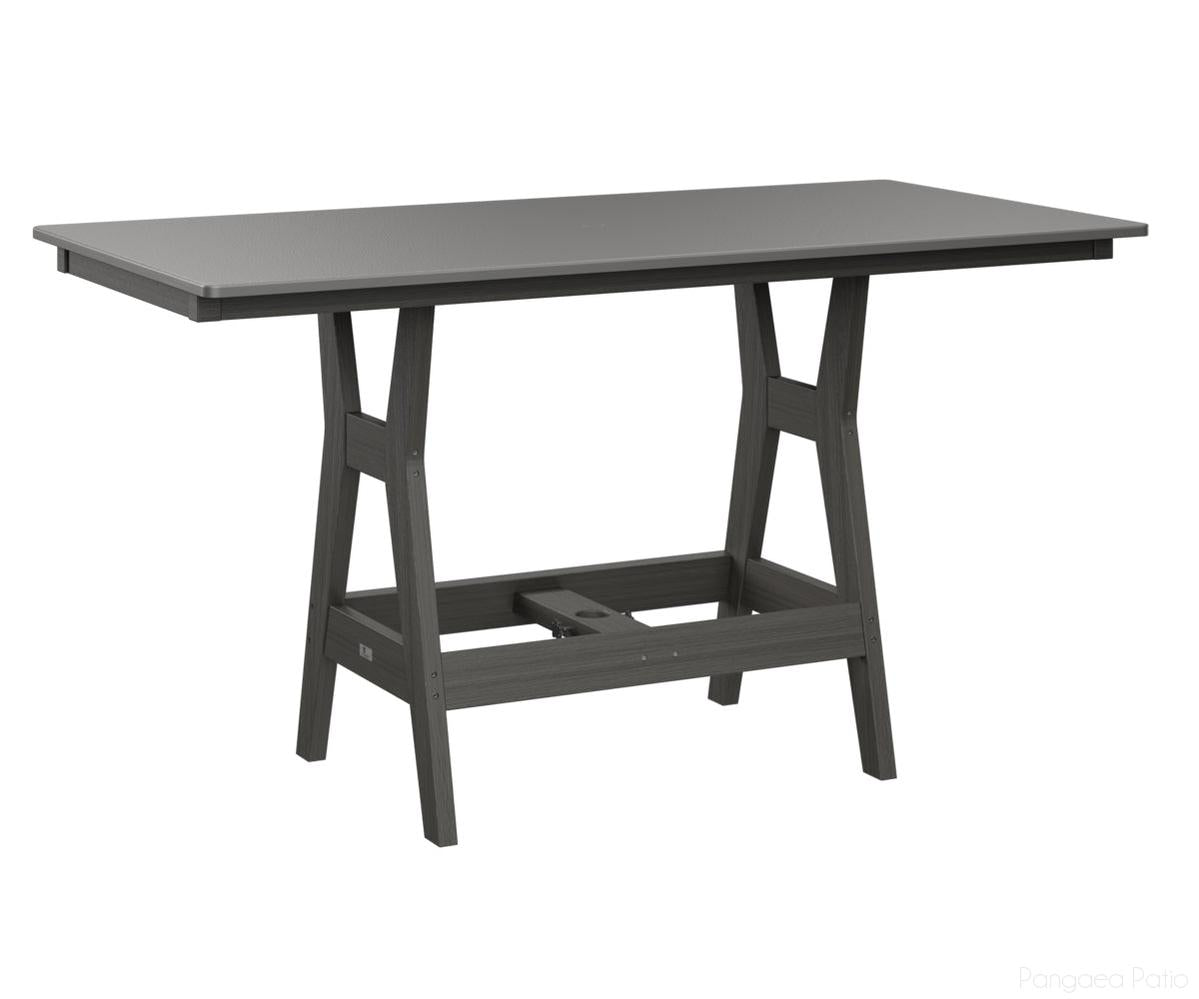 BGHHFT3366BSTCG-Berlin Gardens-Harbor 33" x 66" Rectangular Table - Hammered Top - Bar Height-Stainless BG-Coastal Gray BG-Pangaea Patio