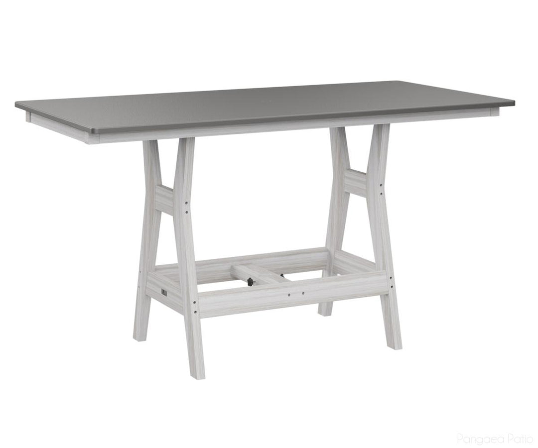 BGHHFT3366BSTSE-Berlin Gardens-Harbor 33" x 66" Rectangular Table - Hammered Top - Bar Height-Stainless BG-Seashell BG-Pangaea Patio
