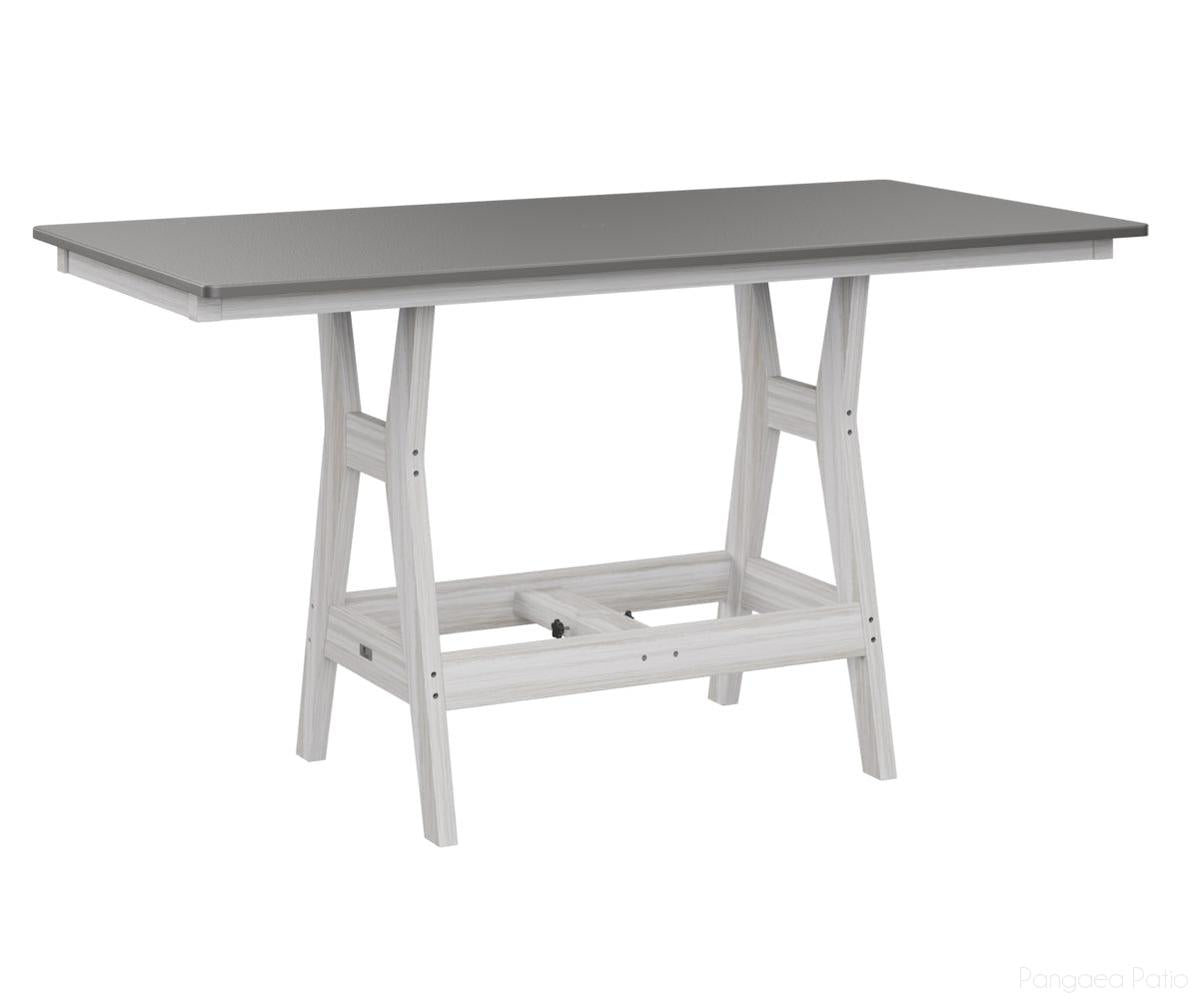 BGHHFT3366BSTSE-Berlin Gardens-Harbor 33" x 66" Rectangular Table - Hammered Top - Bar Height-Stainless BG-Seashell BG-Pangaea Patio