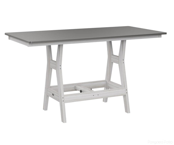 BGHHFT3366BSTSE-Berlin Gardens-Harbor 33" x 66" Rectangular Table - Hammered Top - Bar Height-Stainless BG-Seashell BG-Pangaea Patio