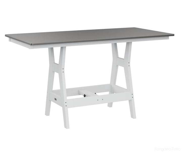 BGHHFT3366BSTWH-Berlin Gardens-Harbor 33" x 66" Rectangular Table - Hammered Top - Bar Height-Stainless BG-White BG-Pangaea Patio