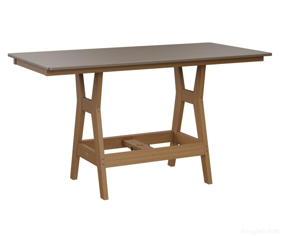 BGHHFT3366CBZNT-Berlin Gardens-Harbor 33" x 66" Rectangular Table - Hammered Top - Counter Height-Bronze BG-Natural Teak BG-Pangaea Patio