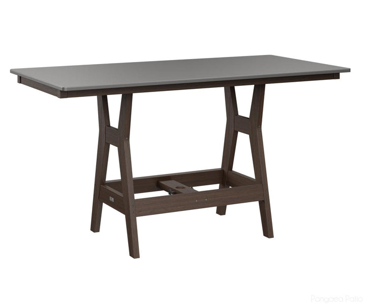 BGHHFT3366CSTBW-Berlin Gardens-Harbor 33" x 66" Rectangular Table - Hammered Top - Counter Height-Stainless BG-Brazilian Walnut BG-Pangaea Patio