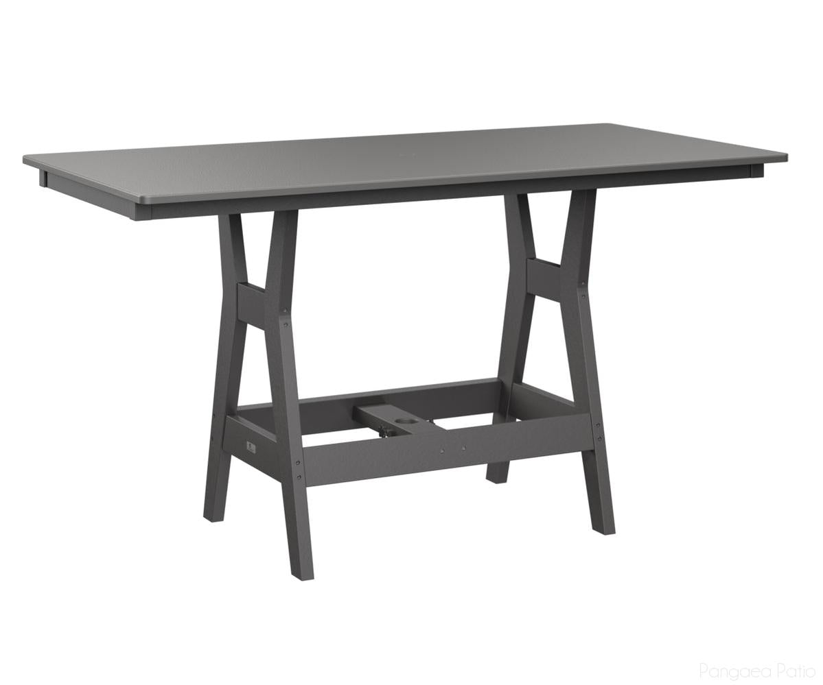 BGHHFT3366CSTSG-Berlin Gardens-Harbor 33" x 66" Rectangular Table - Hammered Top - Counter Height-Stainless BG-Smoke Gray BG-Pangaea Patio