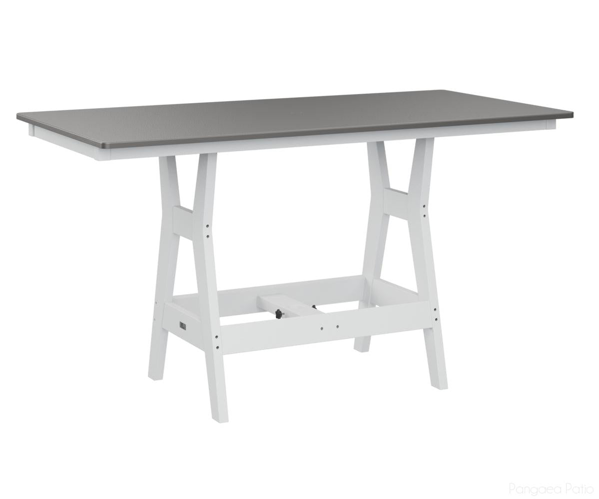 BGHHFT3366CSTWH-Berlin Gardens-Harbor 33" x 66" Rectangular Table - Hammered Top - Counter Height-Stainless BG-White BG-Pangaea Patio