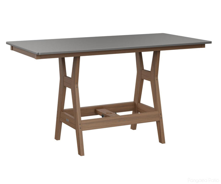 BGHHFT3366DSTAM-Berlin Gardens-Harbor 33" x 66" Rectangular Table - Hammered Top - Dining Height-Stainless BG-Antique Mahogany BG-Pangaea Patio