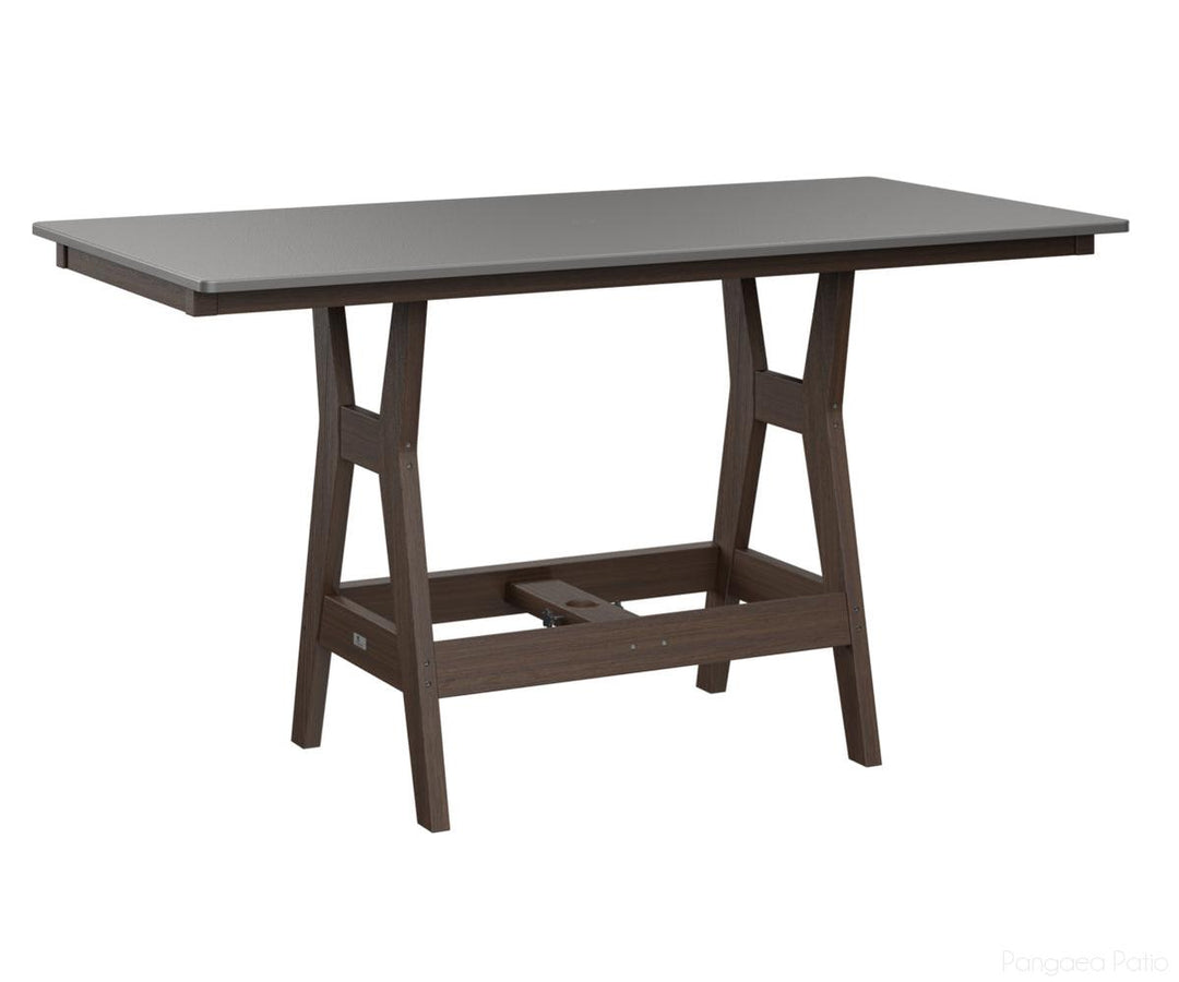 BGHHFT3366DSTBW-Berlin Gardens-Harbor 33" x 66" Rectangular Table - Hammered Top - Dining Height-Stainless BG-Brazilian Walnut BG-Pangaea Patio