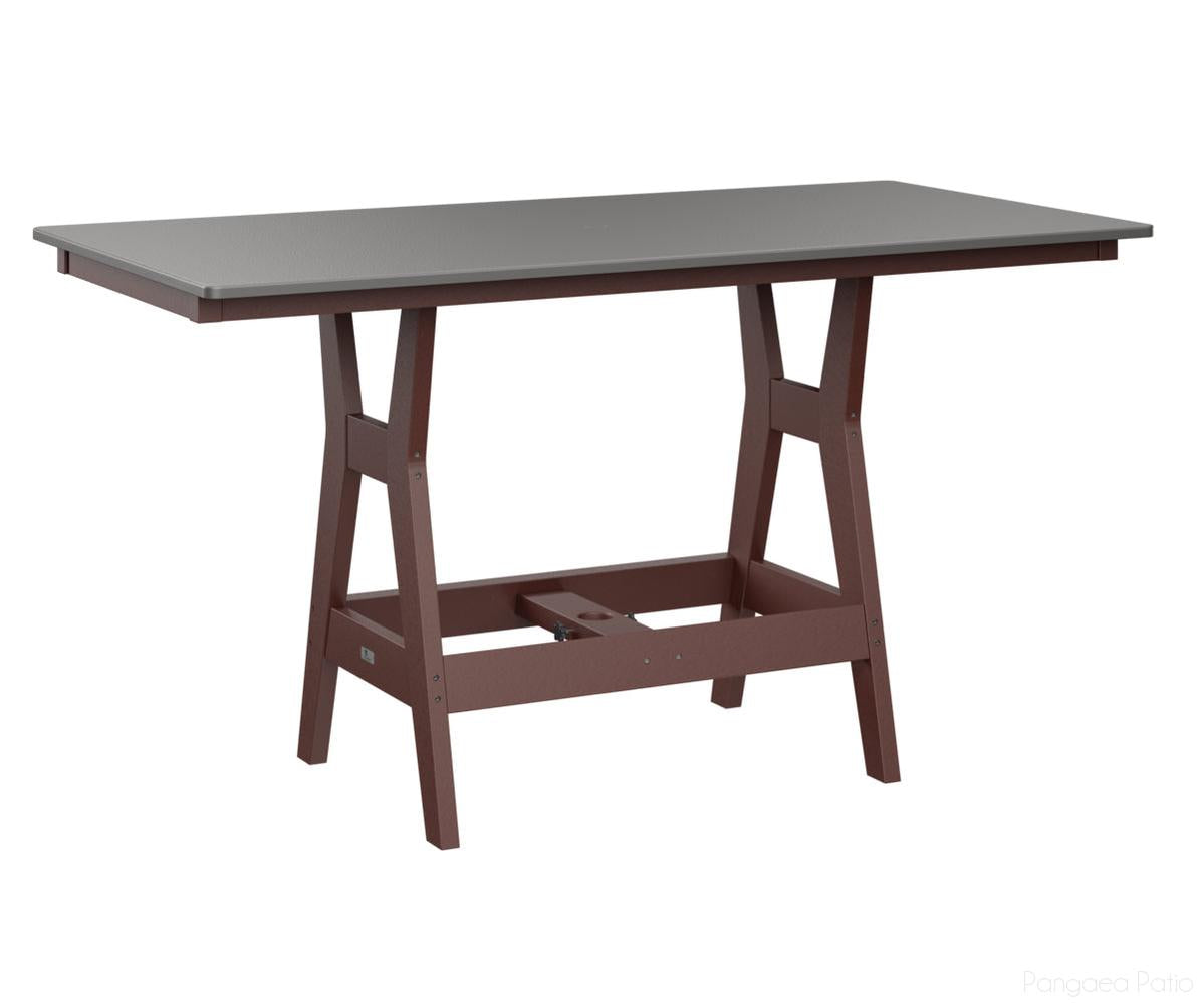 BGHHFT3366DSTBY-Berlin Gardens-Harbor 33" x 66" Rectangular Table - Hammered Top - Dining Height-Stainless BG-Burgundy BG-Pangaea Patio