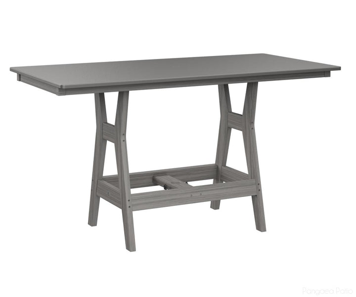 BGHHFT3366DSTDG-Berlin Gardens-Harbor 33" x 66" Rectangular Table - Hammered Top - Dining Height-Stainless BG-Driftwood Gray BG-Pangaea Patio
