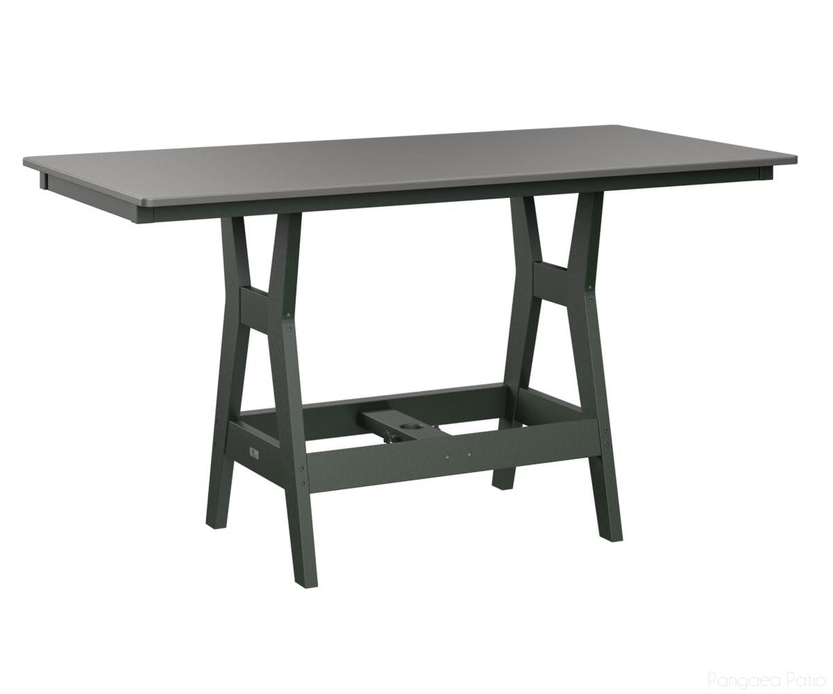 BGHHFT3366DSTGN-Berlin Gardens-Harbor 33" x 66" Rectangular Table - Hammered Top - Dining Height-Stainless BG-Green BG-Pangaea Patio