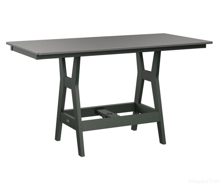 BGHHFT3366DSTGN-Berlin Gardens-Harbor 33" x 66" Rectangular Table - Hammered Top - Dining Height-Stainless BG-Green BG-Pangaea Patio