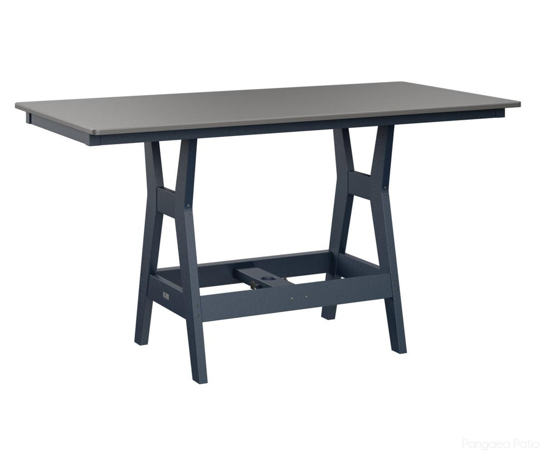 BGHHFT3366DSTNB-Berlin Gardens-Harbor 33" x 66" Rectangular Table - Hammered Top - Dining Height-Stainless BG-Navy Blue BG-Pangaea Patio
