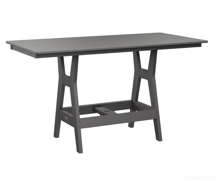 BGHHFT3366DSTSG-Berlin Gardens-Harbor 33" x 66" Rectangular Table - Hammered Top - Dining Height-Stainless BG-Smoke Gray BG-Pangaea Patio