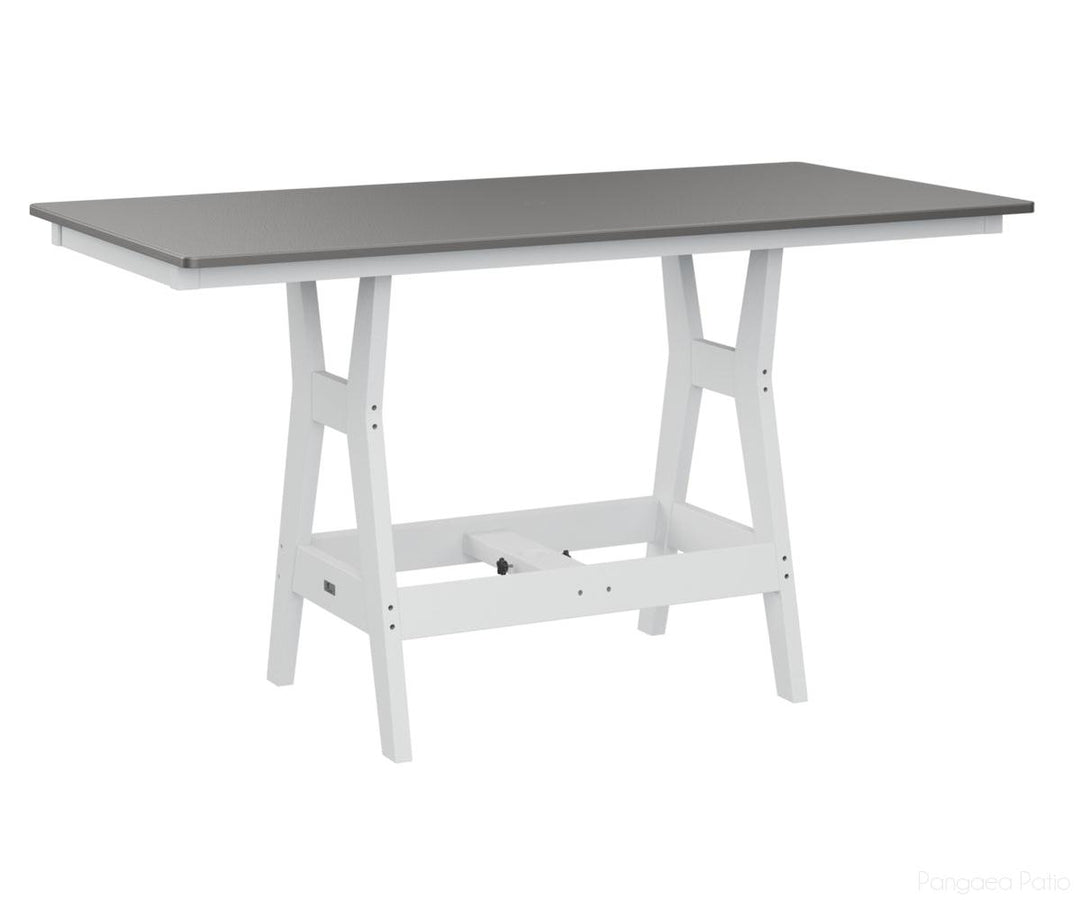 BGHHFT3366DSTWH-Berlin Gardens-Harbor 33" x 66" Rectangular Table - Hammered Top - Dining Height-Stainless BG-White BG-Pangaea Patio