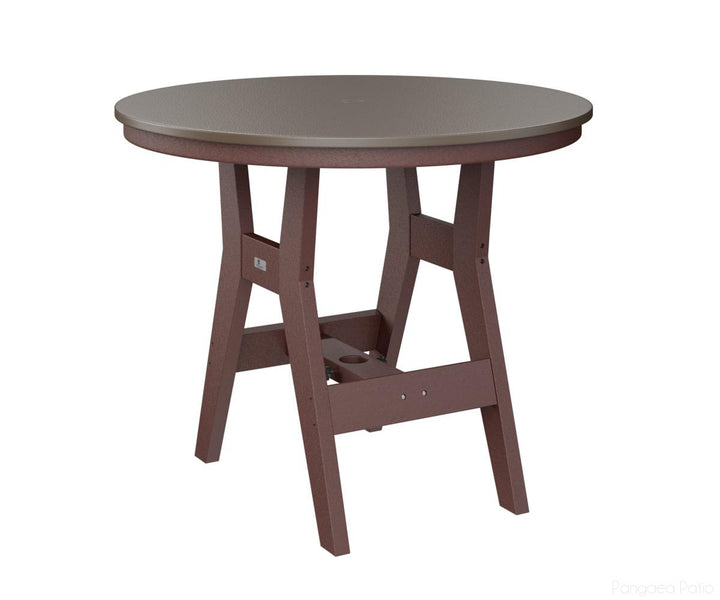 BGHHFT0038BBZBY-Berlin Gardens-Harbor 38" Round Table - Hammered Top - Bar Height-Bronze BG-Burgundy BG-Pangaea Patio