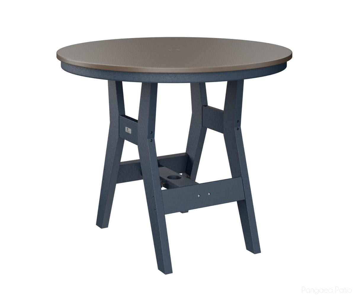 BGHHFT0038BBZNB-Berlin Gardens-Harbor 38" Round Table - Hammered Top - Bar Height-Bronze BG-Navy Blue BG-Pangaea Patio
